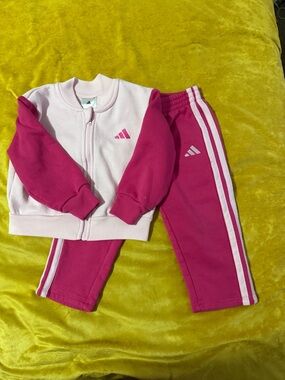 adidas Girls Pink Two-Tone Track Set